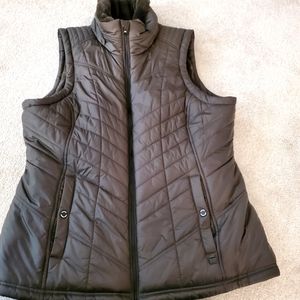 Michael Kors MK Army Green Faux Fur Lined Quilted Puffy Ski Vest Coat Like New L